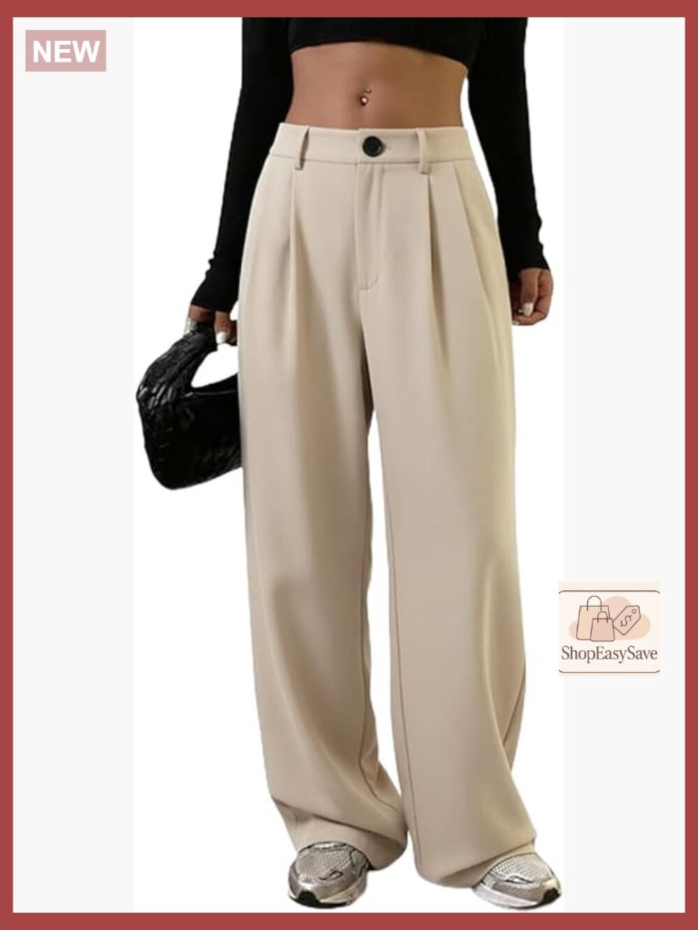 High-Waisted Wide Leg Trousers Korean Style Stretchable Pants for Work